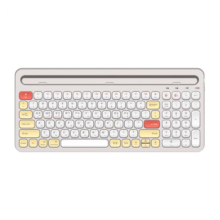คีย์บอร์ดไร้สายบลูทูธ 5.0 พร้อมที่วาง สีขาว สำหรับสมาร์ทโฟน แท็บเล็ต PC
