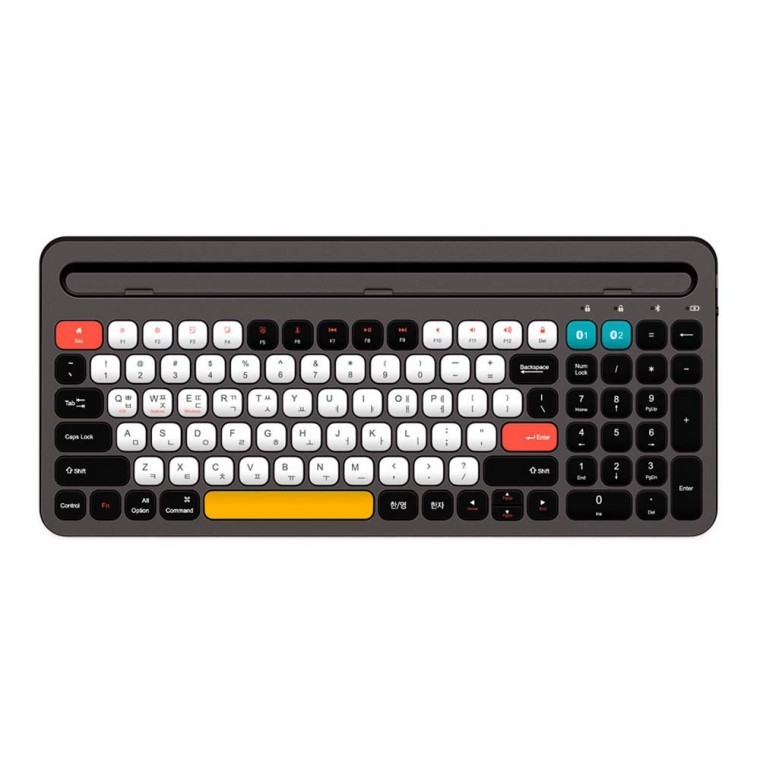 คีย์บอร์ดไร้สายบลูทูธ 5.0 พร้อมที่วาง สีดำ สำหรับสมาร์ทโฟน แท็บเล็ต PC