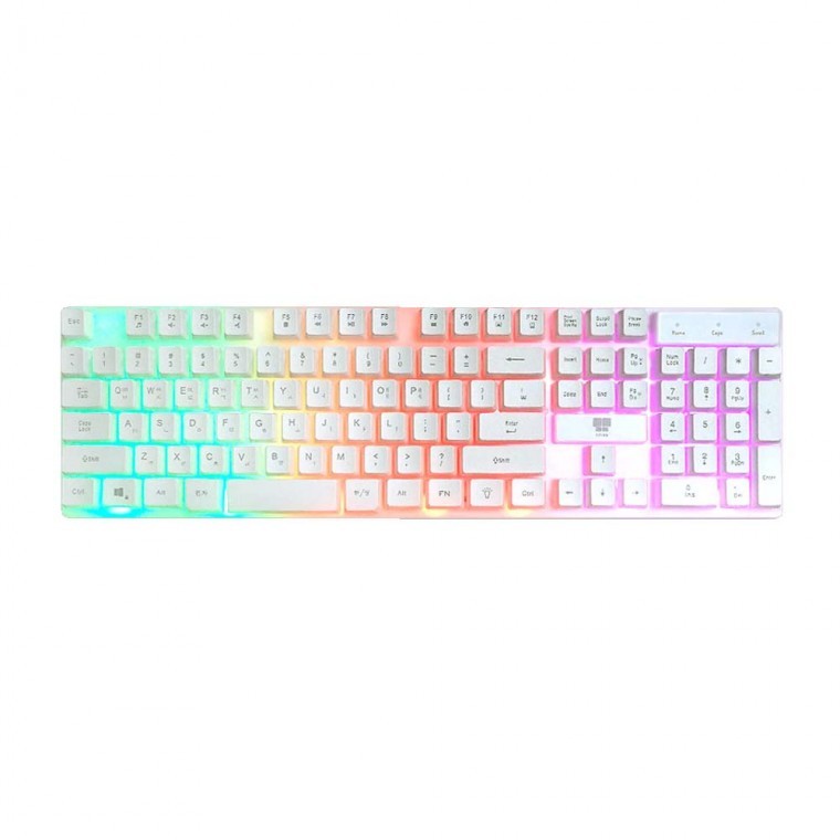 คีย์บอร์ดสีรุ้ง USB 3.0 2.0 สีขาว เมมเบรน กันน้ำ RGB มีสาย เสียงเงียบ