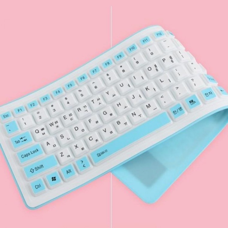 คีย์บอร์ดซิลิโคนแบบม้วนได้ สีขาว USB 103 ปุ่ม กันน้ำ สำหรับเกมมิ่งและสำนักงาน