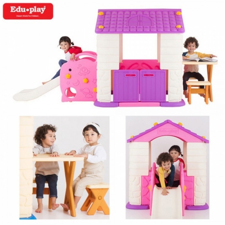 Edu Play House 4 บ้านสไลเดอร์พร้อมชุดโต๊ะและเก้าอี้ (สีม่วง)