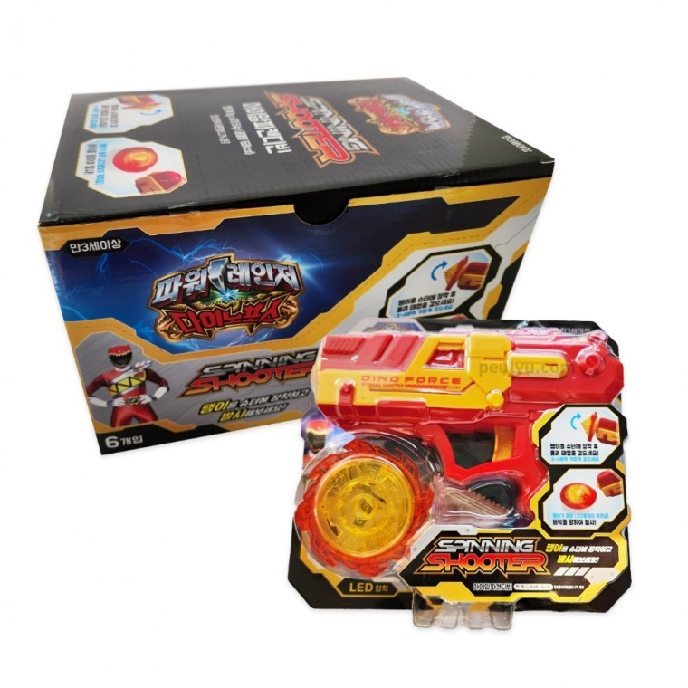 Power Rangers Dino Force Spinning Shooter ลูกข่าง ไอ-อัลฟา แคนดี้บีน 1 กล่อง 6 ชิ้น ลูกข่าง LED ของเล่นการ์ตูน ของเล่น