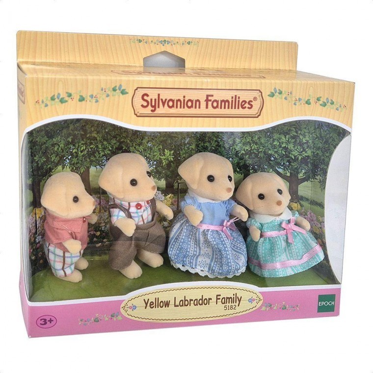 ครอบครัวสุนัขรีทรีฟเวอร์ Sylvanian Family ของขวัญของเล่นฟิกเกอร์ตุ๊กตาสัตว์สำหรับเด็ก