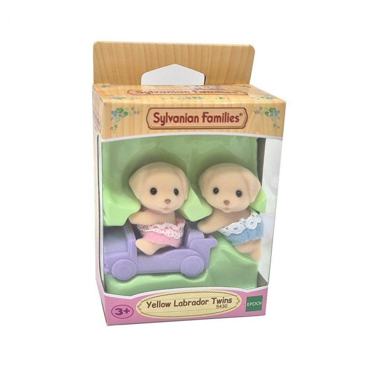 ลูกสุนัขรีทรีฟเวอร์แฝดลาเต้ Sylvanian Family ของขวัญของเล่นฟิกเกอร์ตุ๊กตาสัตว์สำหรับเด็ก