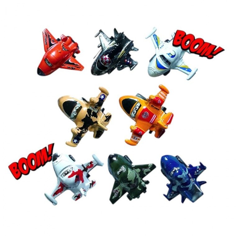 ของเล่นกระตุ้นประสาทสัมผัส ชุดเครื่องบิน Flyman Pull-back 8 ชิ้น ของเล่นสำหรับเด็ก