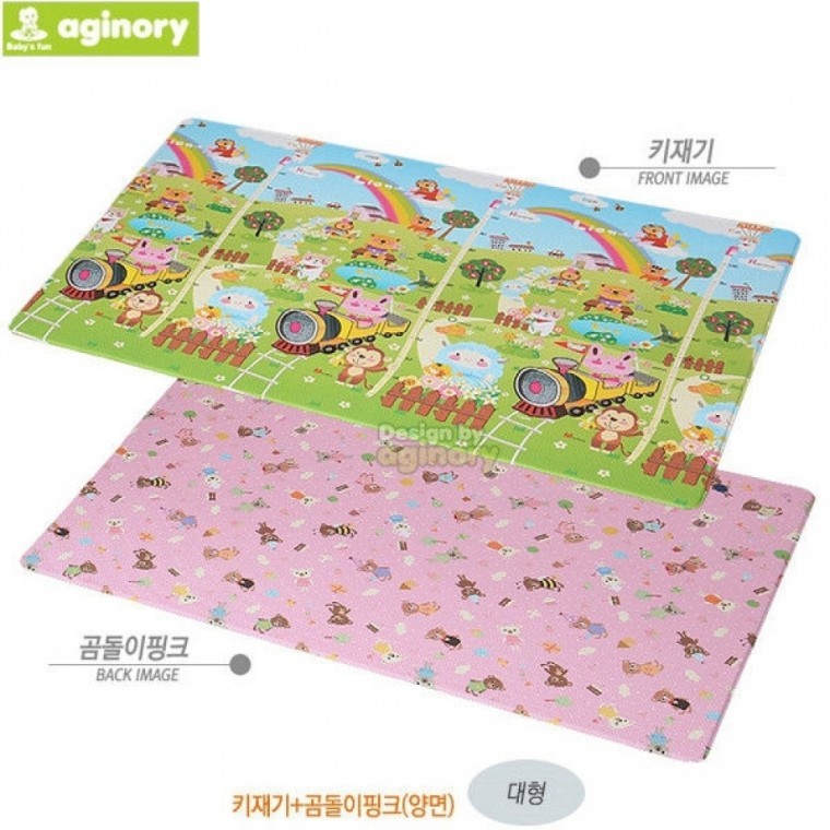 Agonori เสื่อในห้องเด็ก ที่วัดส่วนสูงหมีสีชมพู (สองด้าน) (ขนาดใหญ่)