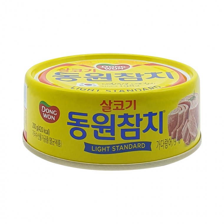 ปลาทูน่าไลท์สแตนดาร์ดดงวอน 200ก. DHA เนื้อล้วน กระป๋องแบบเปิดง่าย