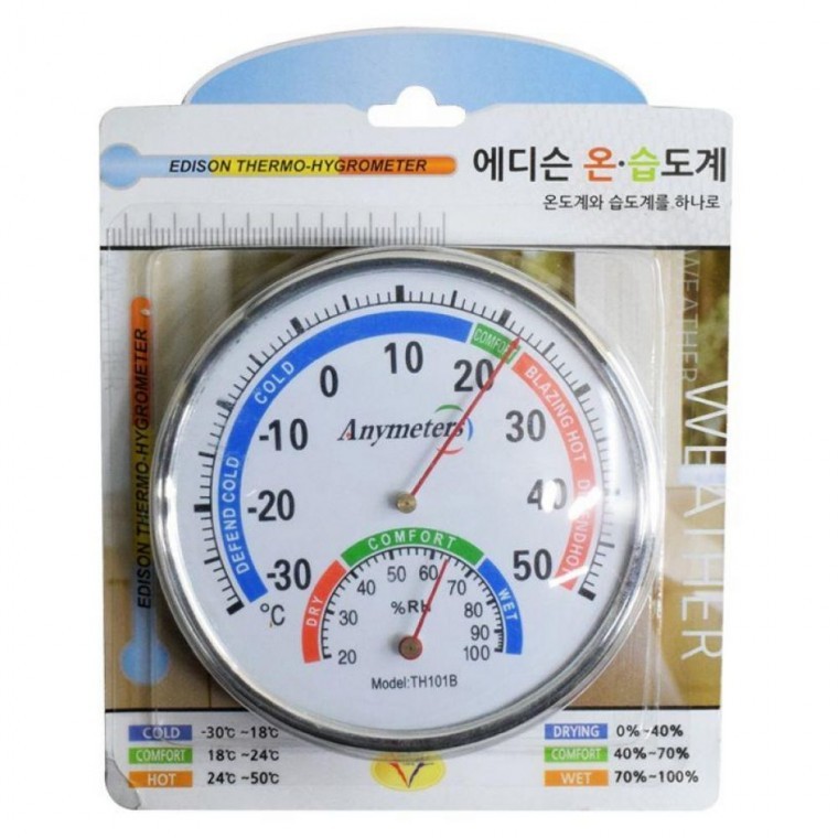 เทอร์โมมิเตอร์ เครื่องวัดอุณหภูมิและความชื้นแบบกลม สำหรับตรวจสอบอุณหภูมิภายในอาคาร