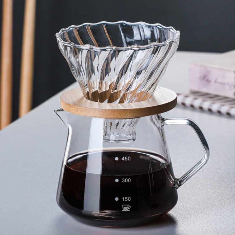 โถดริปกาแฟแก้วทนความร้อนพร้อมขีดบอกปริมาตร (600 มล.)