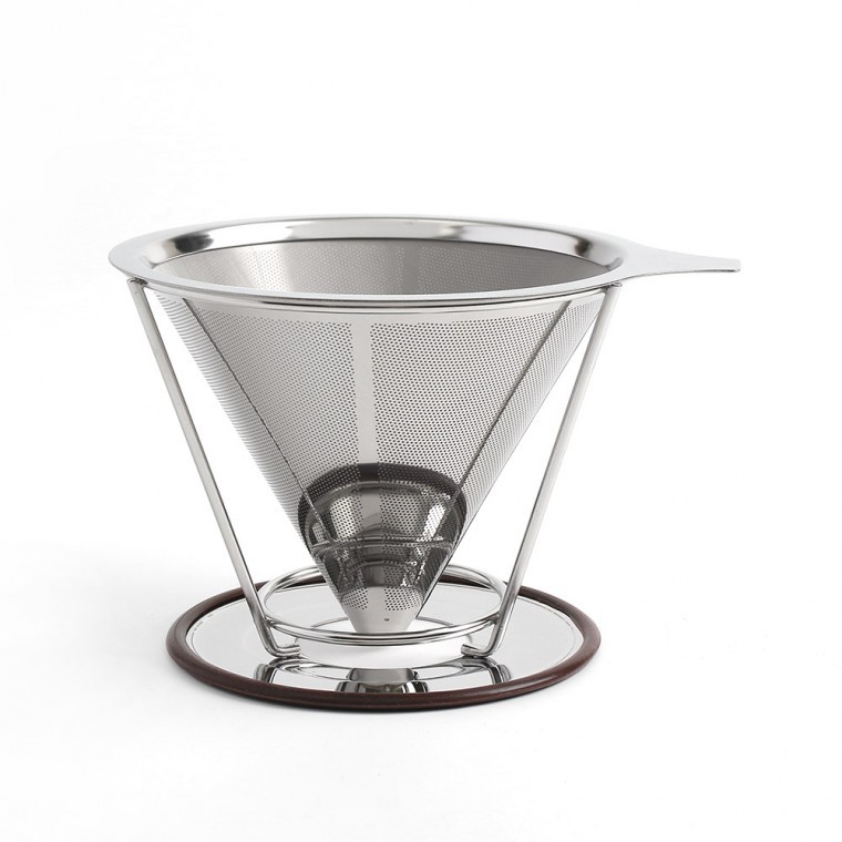 ที่ดริปกาแฟสแตนเลส 2 ชั้นแบบ Pour-over พร้อมฟิลเตอร์ละเอียดพิเศษ