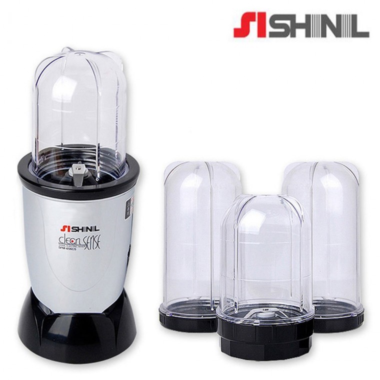 Shinil C656CS เครื่องปั่นอเนกประสงค์ขนาดเล็ก สำหรับอาหารทารกและผลไม้ พร้อมถ้วย 4 แบบ ใบมีด 2 แบบ