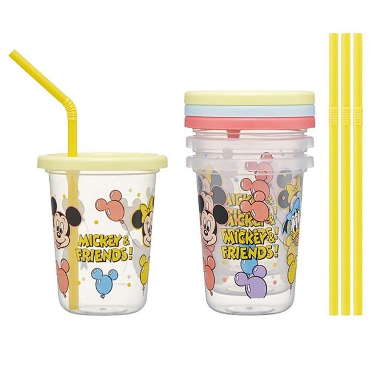แก้วน้ำพร้อมหลอด Mickey 230 มล. ชุด 1 แก้ว 3 หลอด