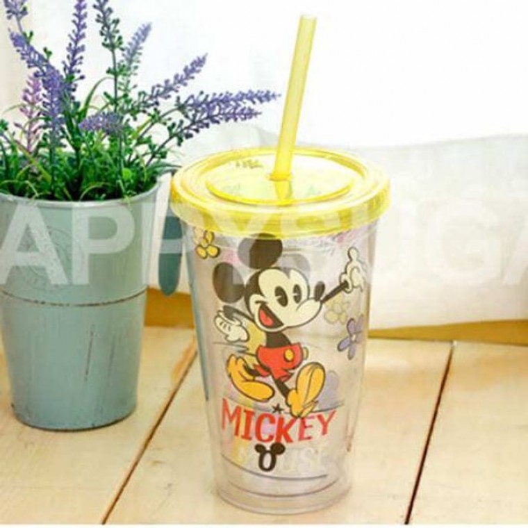 แก้วน้ำหลอดเด้ง Mickey 480 มล.