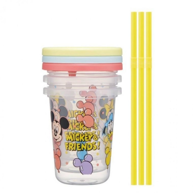 ชุดแก้วน้ำพร้อมหลอด Skater Mickey Friends 230 มล. 3 ชิ้น
