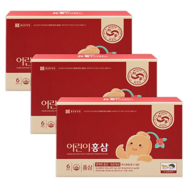 จงกึนดังสุขภาพ โสมแดงสำหรับเด็ก 20มล. x 30ซอง 3กล่อง