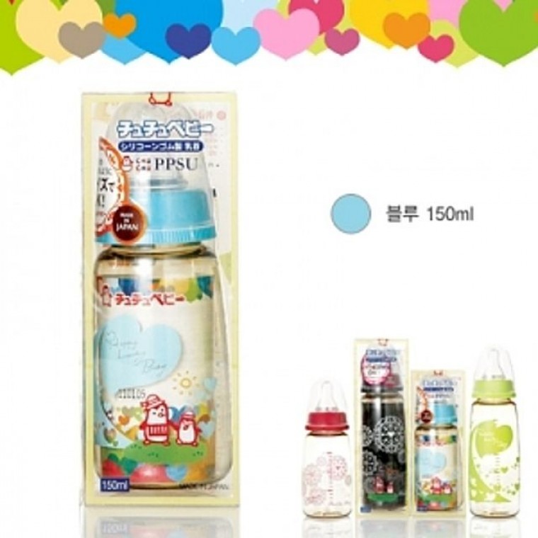 (จูจูเบบี้) ขวดนมสวยงาม 150มล. (สีน้ำเงิน)