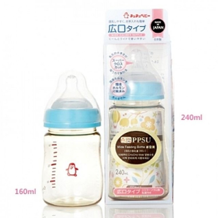 ขวดนมคริสตัลไวด์ PPSU จูจูเบบี้ 240มล. - สีน้ำเงิน