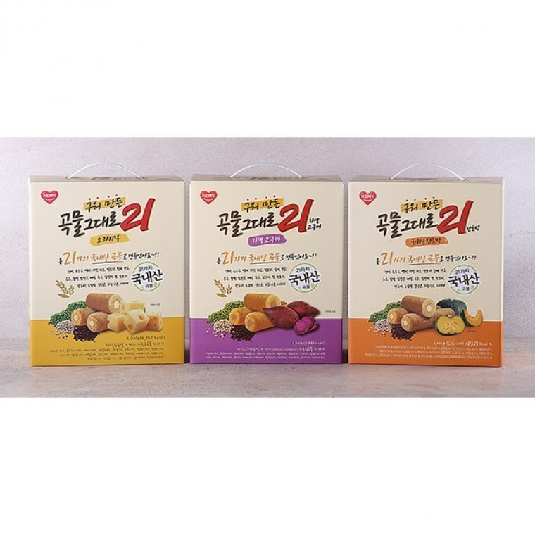 ขนมธัญพืชอบ 21 แบบดั้งเดิม + มันหวานสีม่วง 1000ก.x2กล่อง
