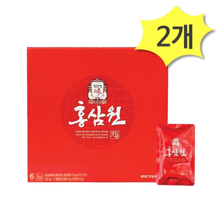 จองกวานจาง ฮงซัมวอน 50ml 60 ซอง x 2 กล่อง ของขวัญโสมแดง สุขภาพพ่อแม่