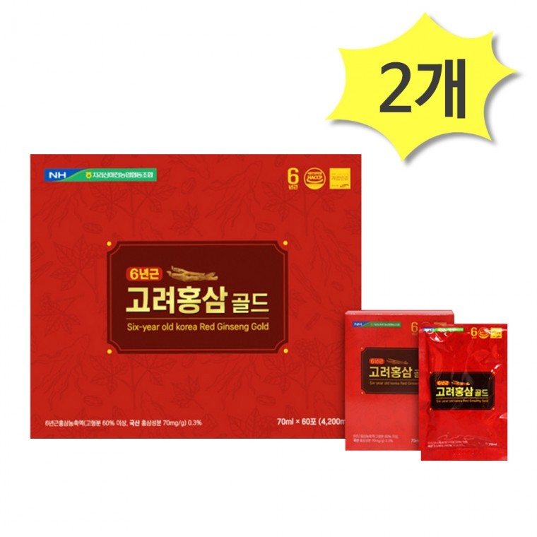 จีริซาน มาชอน นงฮยอบ โสมแดงเกาหลี 6 ปี โกลด์ 70ml 60 ซอง x 2 กล่อง (รวม 120 ซอง) ของขวัญโสมแดง