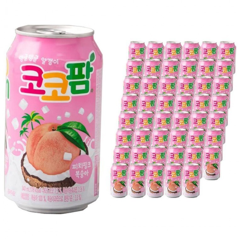 Haitai Cocopam Peach Pink Peach 340ml x 48 กระป๋อง (24 กระป๋อง x 2 กล่อง)