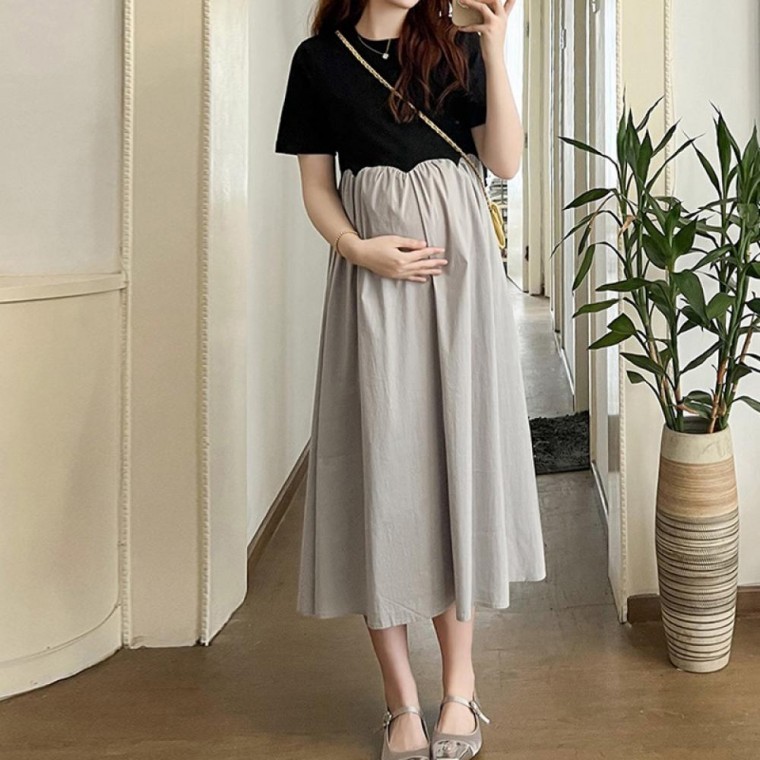 Momkong ชุดเดรสคลุมท้อง ชุดเดรสคนท้อง ชุดคนท้อง ชุดคลุมท้องฤดูร้อน