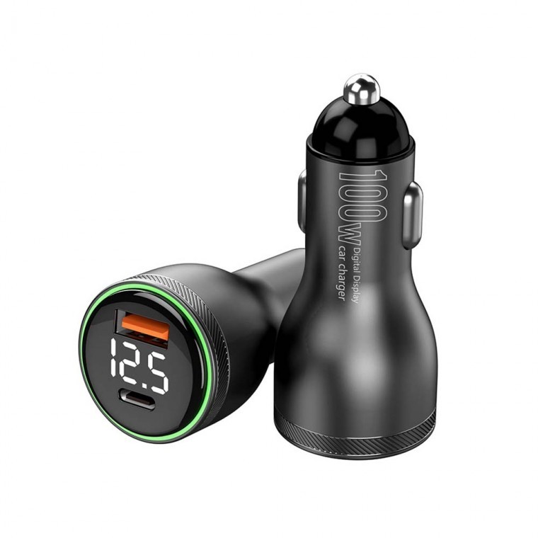 อะแดปเตอร์ที่จุดบุหรี่ในรถยนต์ USB 3.1 Type-C Dual Port ชาร์จเร็วพร้อมกันสำหรับสมาร์ทโฟน แท็บเล็ต เครื่องเกม กล้องดิจิทัล