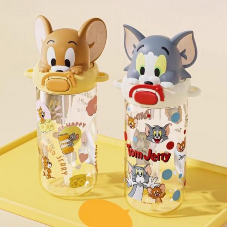 ขวดน้ำสำหรับเด็ก ทอมกับเจอร์รี ขวดน้ำฟิกเกอร์ 3D 580ml