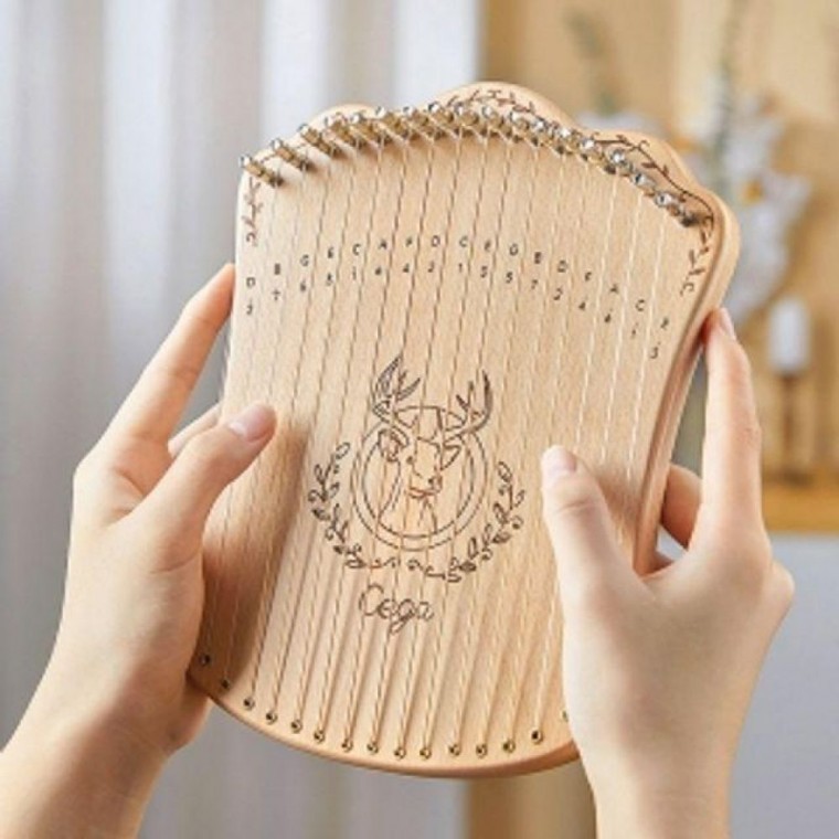 Zelkova 17-Note Lyre Mini Harp S-1 สำหรับการศึกษา เครื่องดนตรีขนาดเล็ก