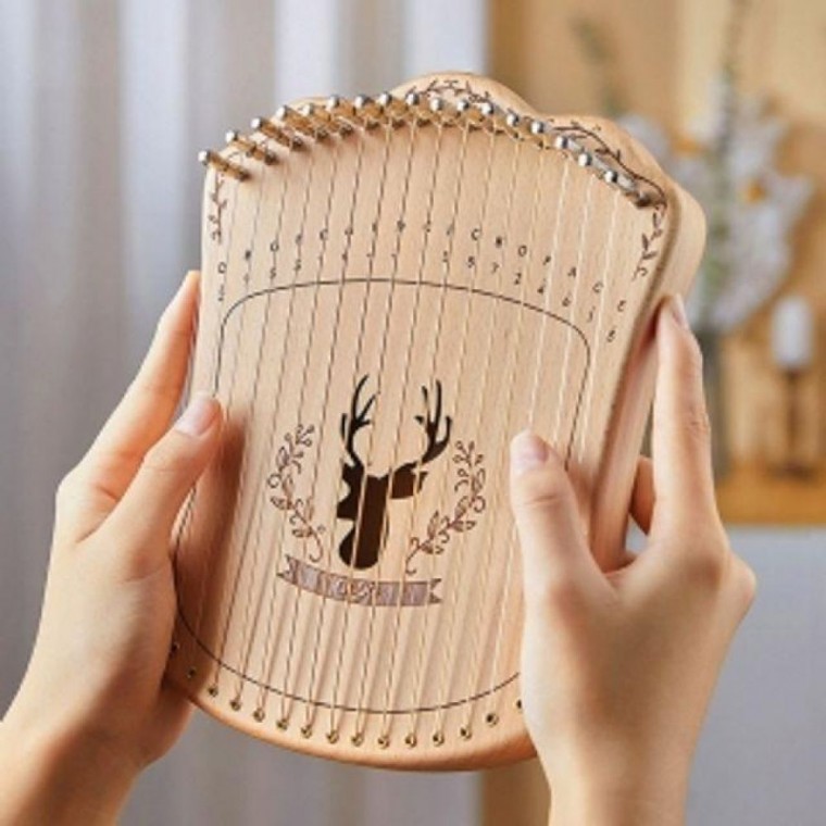 Zelkova 17-Note Lyre Mini Harp S-2 สำหรับงานอดิเรก เครื่องดนตรีขนาดเล็ก