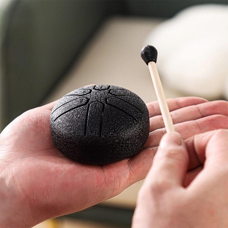 Steel Tongue Drum 6-Note Rain Mini Camping C Key Hand Drum Handpan Meditation 15-Note Mallet Instrument