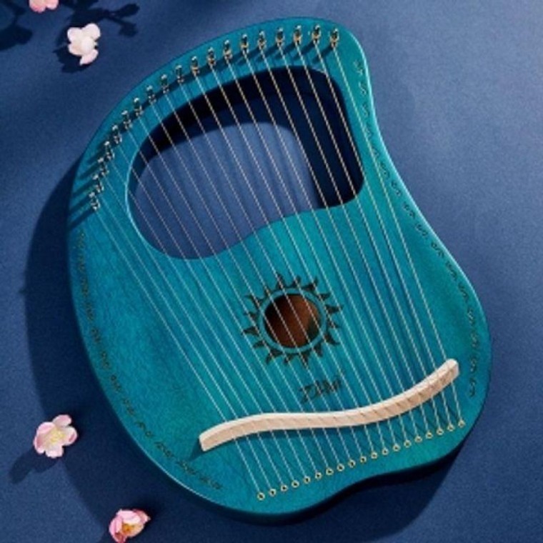 Mini Harp Mahogany 19-Note Lyre Blue-Green สำหรับผู้เริ่มต้น