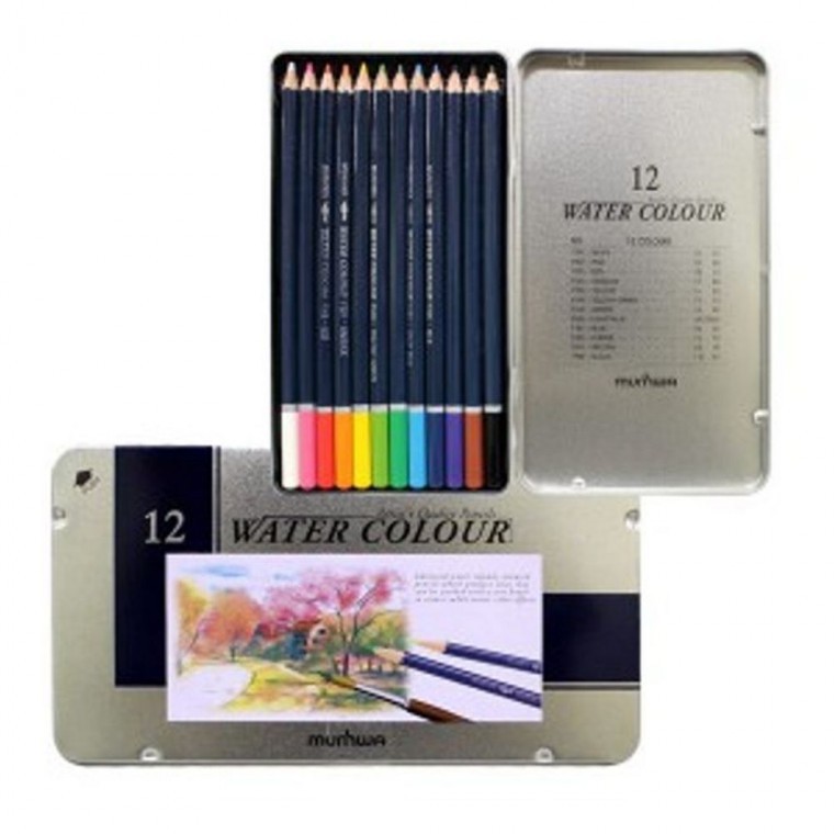 ดินสอสีไม้ระบายน้ำ 12 สี สำหรับระบายสี วาดรูป