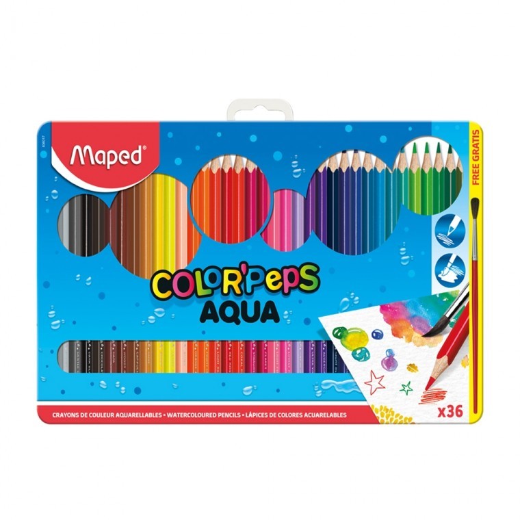 ดินสอสีไม้ระบายน้ำ Maped 36 สี กล่องเหล็ก 836017