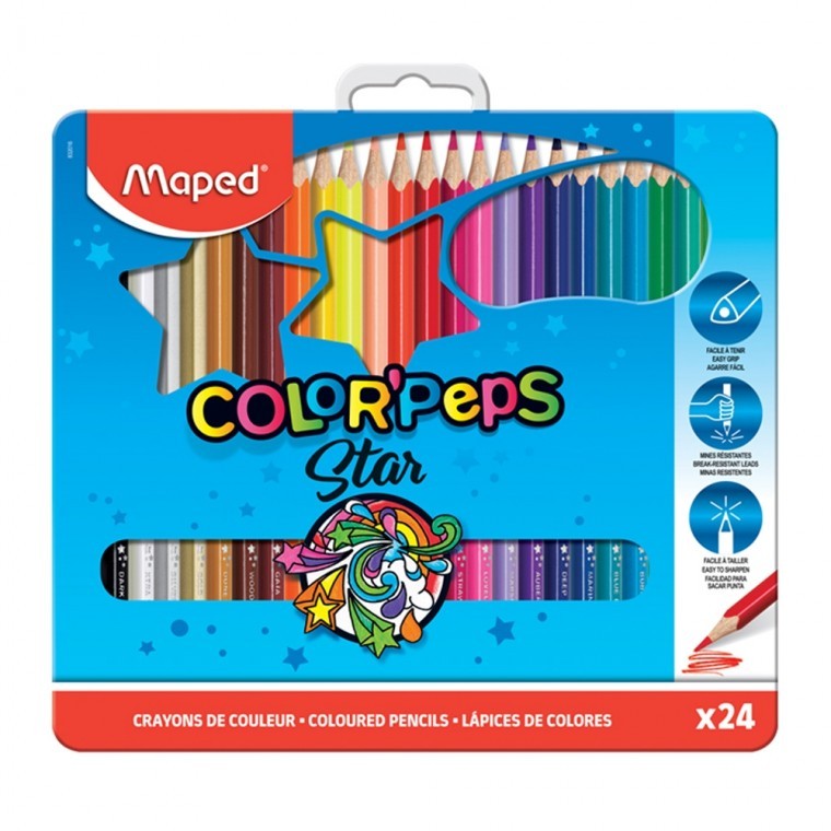 ดินสอสีไม้ Maped 24 สี กล่องเหล็ก 832016