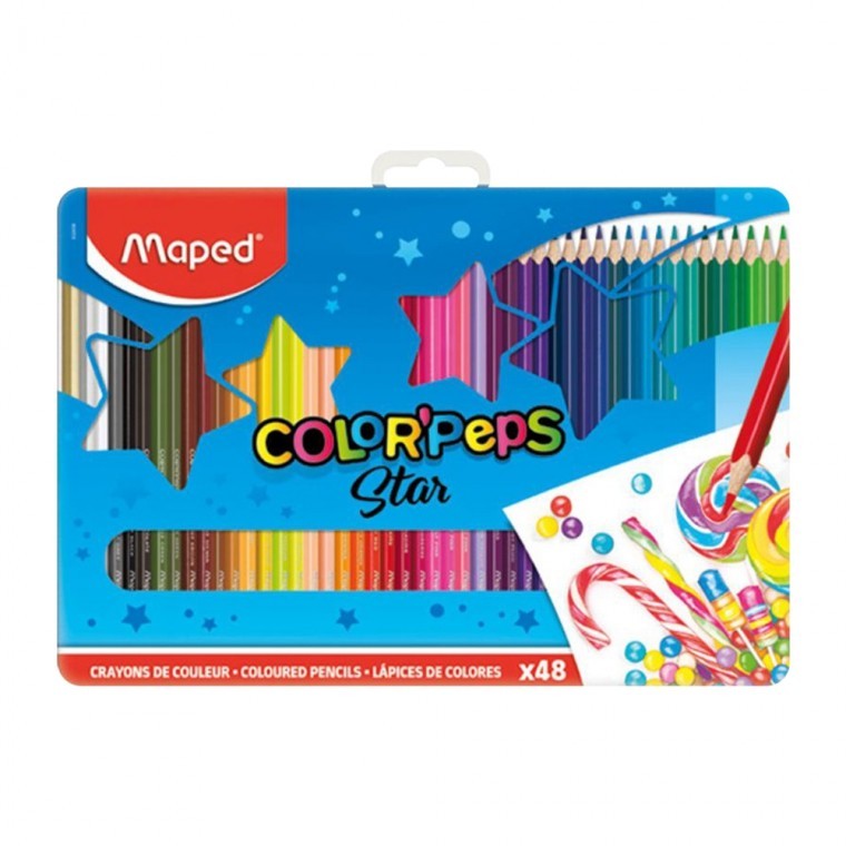 ดินสอสีไม้ Maped 48 สี กล่องเหล็ก 832058
