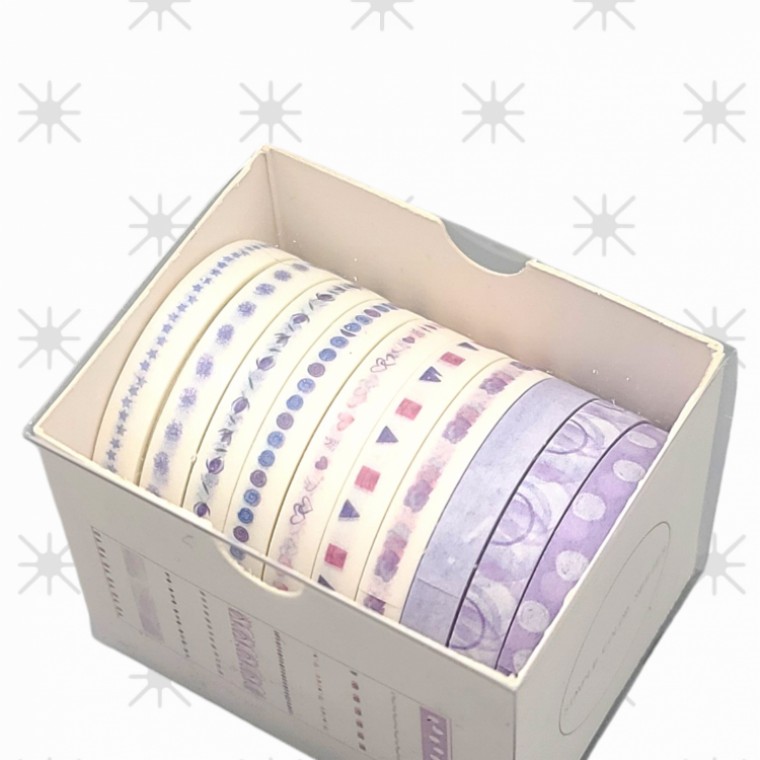 เทปมาสก์กิ้งอารมณ์สำหรับตกแต่งไดอารี่ ลายสีม่วง ชุด 10 ม้วน