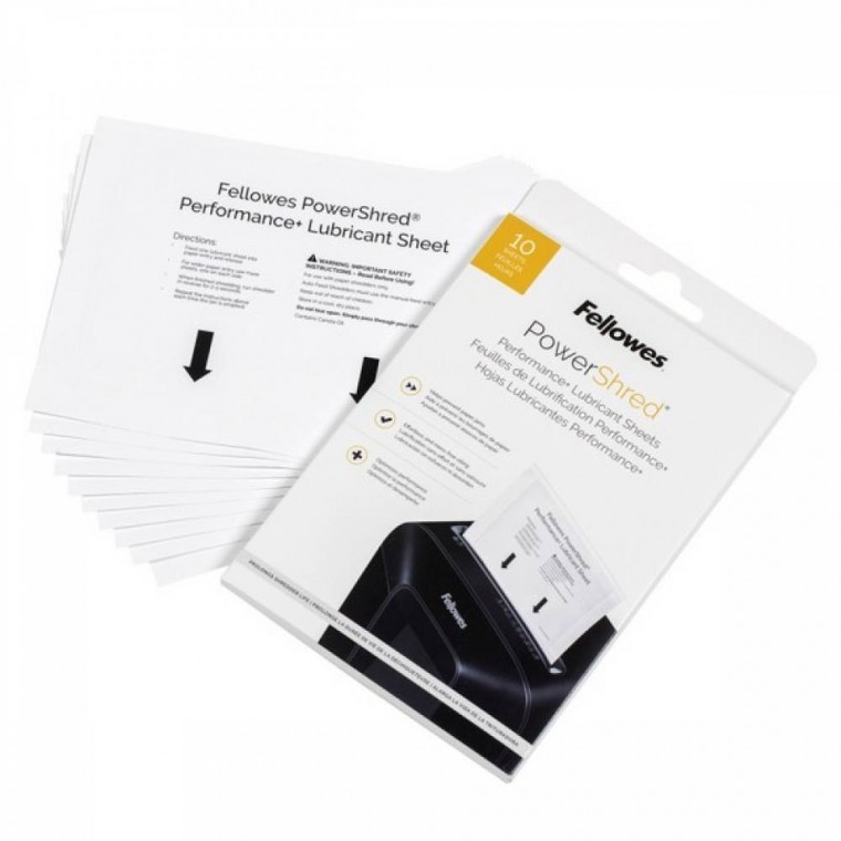 กระดาษน้ำมัน Fellowes 10 แผ่นสำหรับเครื่องทำลายเอกสาร