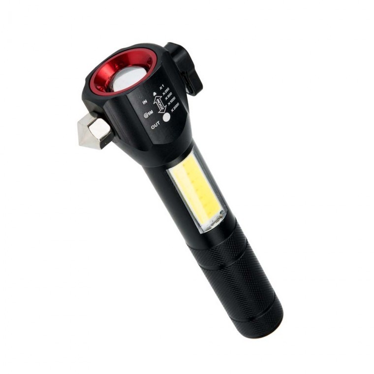 ไฟฉาย LED ฉุกเฉินอเนกประสงค์พร้อมค้อน, ไฟเตือน, สำหรับแคมป์ปิ้ง, ปีนเขา, ตกปลา