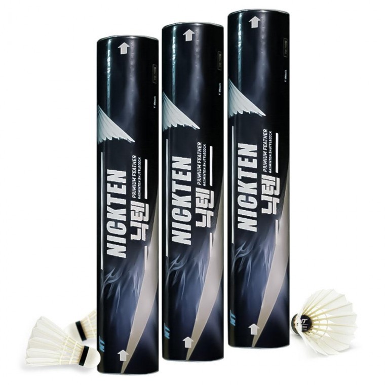 ลูกแบดมินตันสำหรับการแข่งขัน Nicten T-Bck สีดำ 3 หลอด
