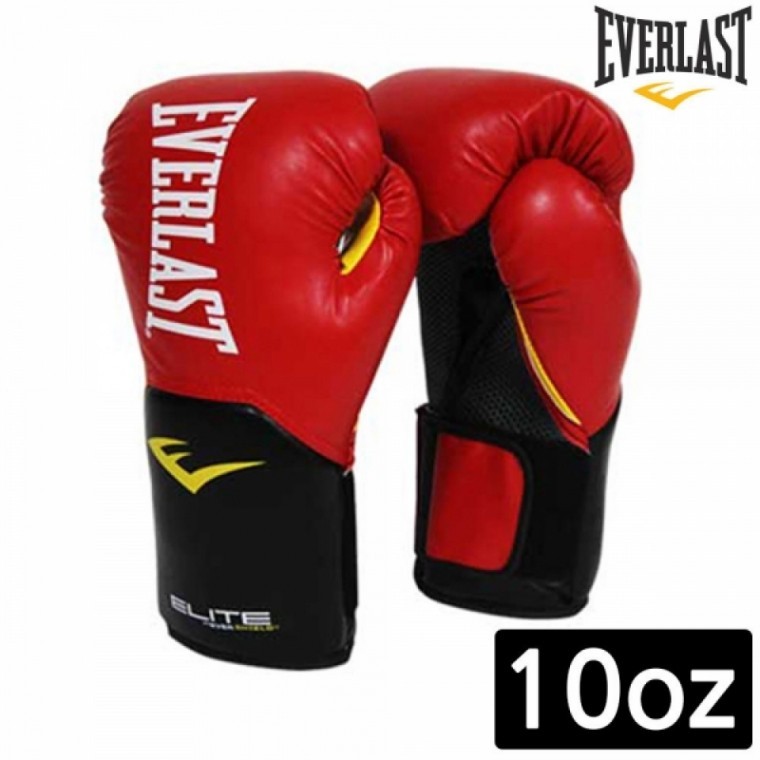 Everlast Boxing Gloves Elite Pro Style Training (สีแดง) (10oz) (EVESTG)