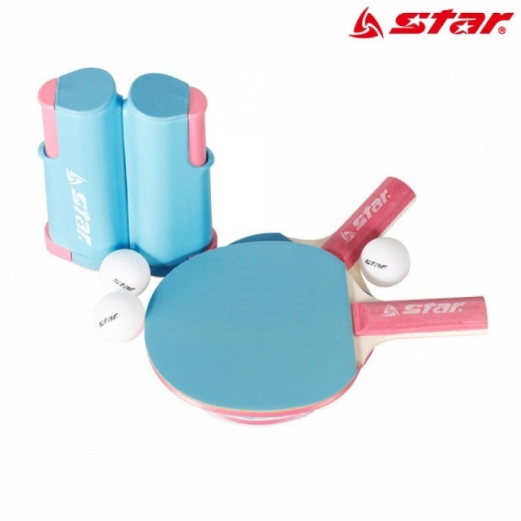 ชุดปิงปอง Star Sports พร้อมตาข่ายปรับระดับได้ ไม้และลูก (แบบพกพา) (สีน้ำเงิน) (GR1000S)