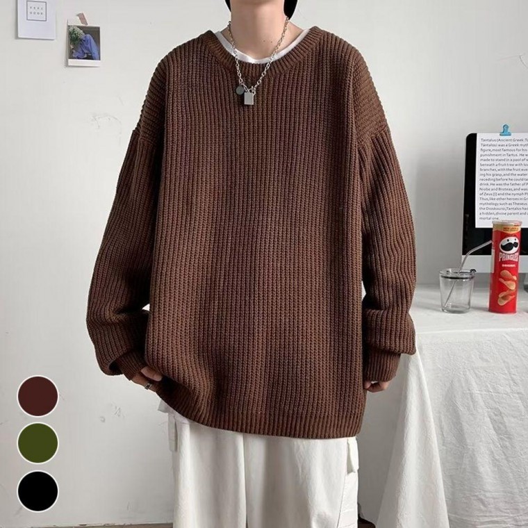 เสื้อไหมพรมดีไซน์เรียบง่ายสำหรับผู้ชาย
