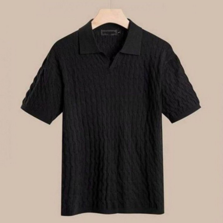เสื้อยืดคอปกไหมพรมแขนสั้นสำหรับฤดูร้อน