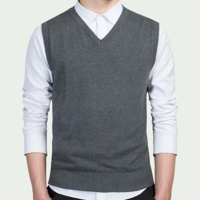 เสื้อกั๊กไหมพรมแขนกุดสำหรับผู้ชาย