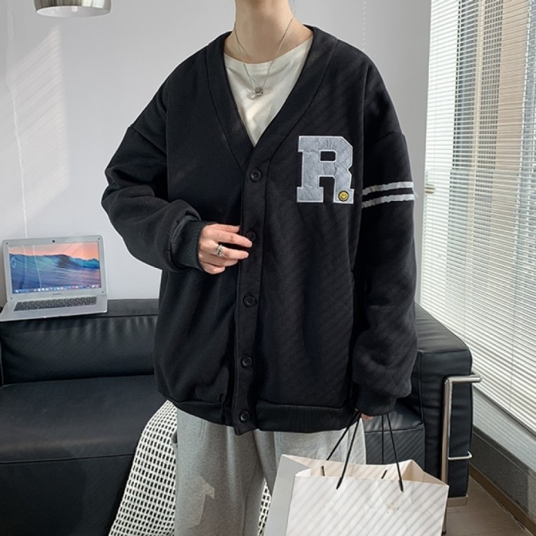 เสื้อคาร์ดิแกน 3 สีสำหรับผู้ชาย แบบโอเวอร์ไซส์ IS-JK11