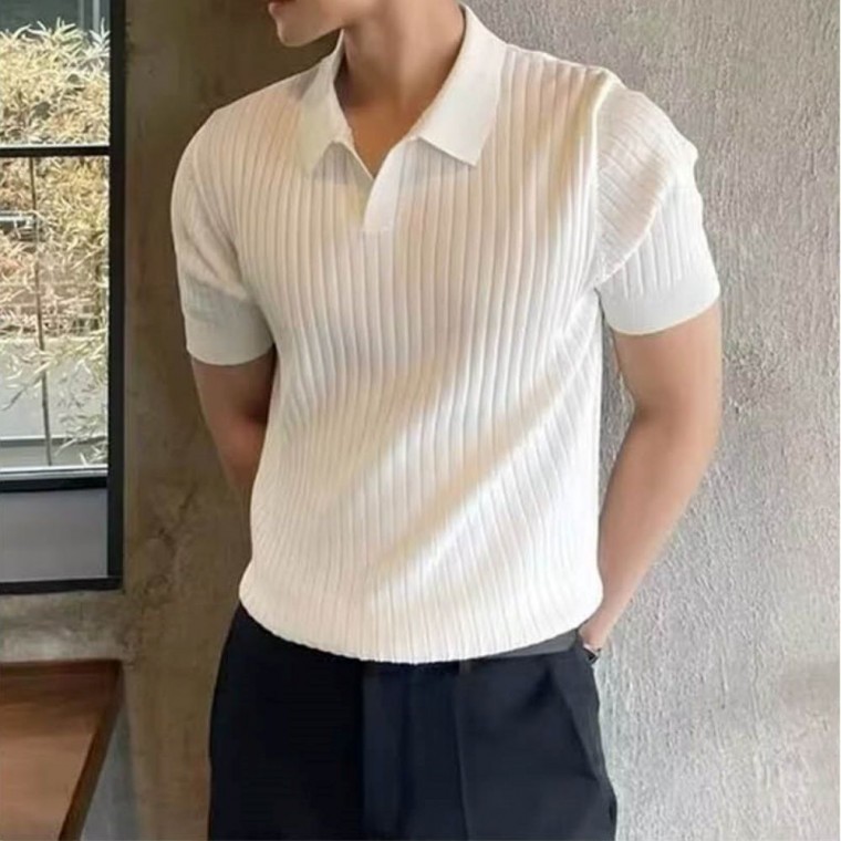 เสื้อยืดคอปกแขนสั้นสำหรับผู้ชาย สไตล์ Dandy