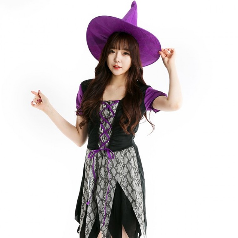 ชุดแม่มดสีม่วง (ผู้ใหญ่) สำหรับงานปาร์ตี้และฮาโลวีน
