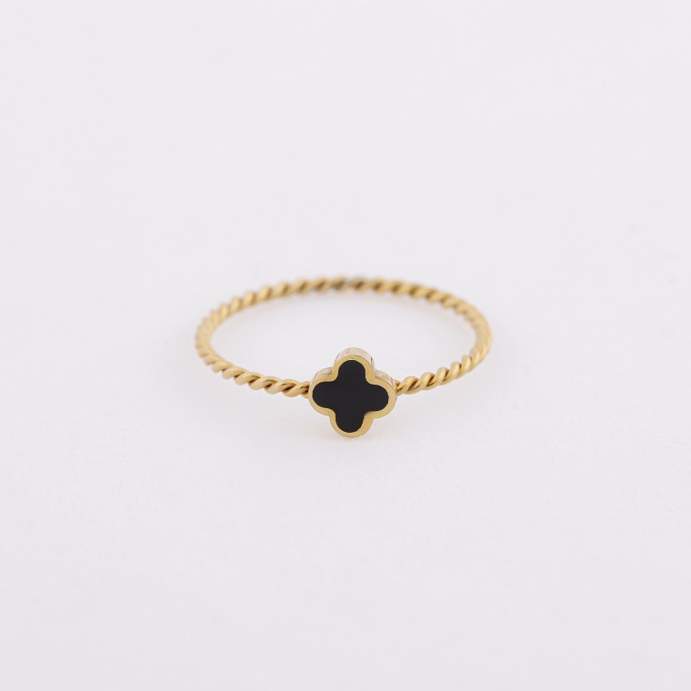 แหวนโคลเวอร์ Antique Gold Onyx Sihoo Jewelry TR061R