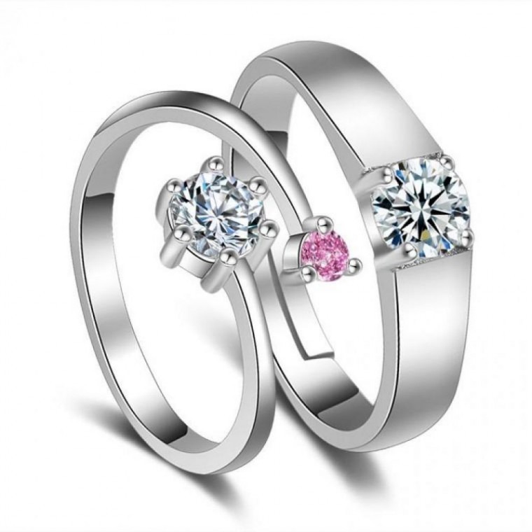 แหวนคู่เงิน 14k 18k สีชมพู